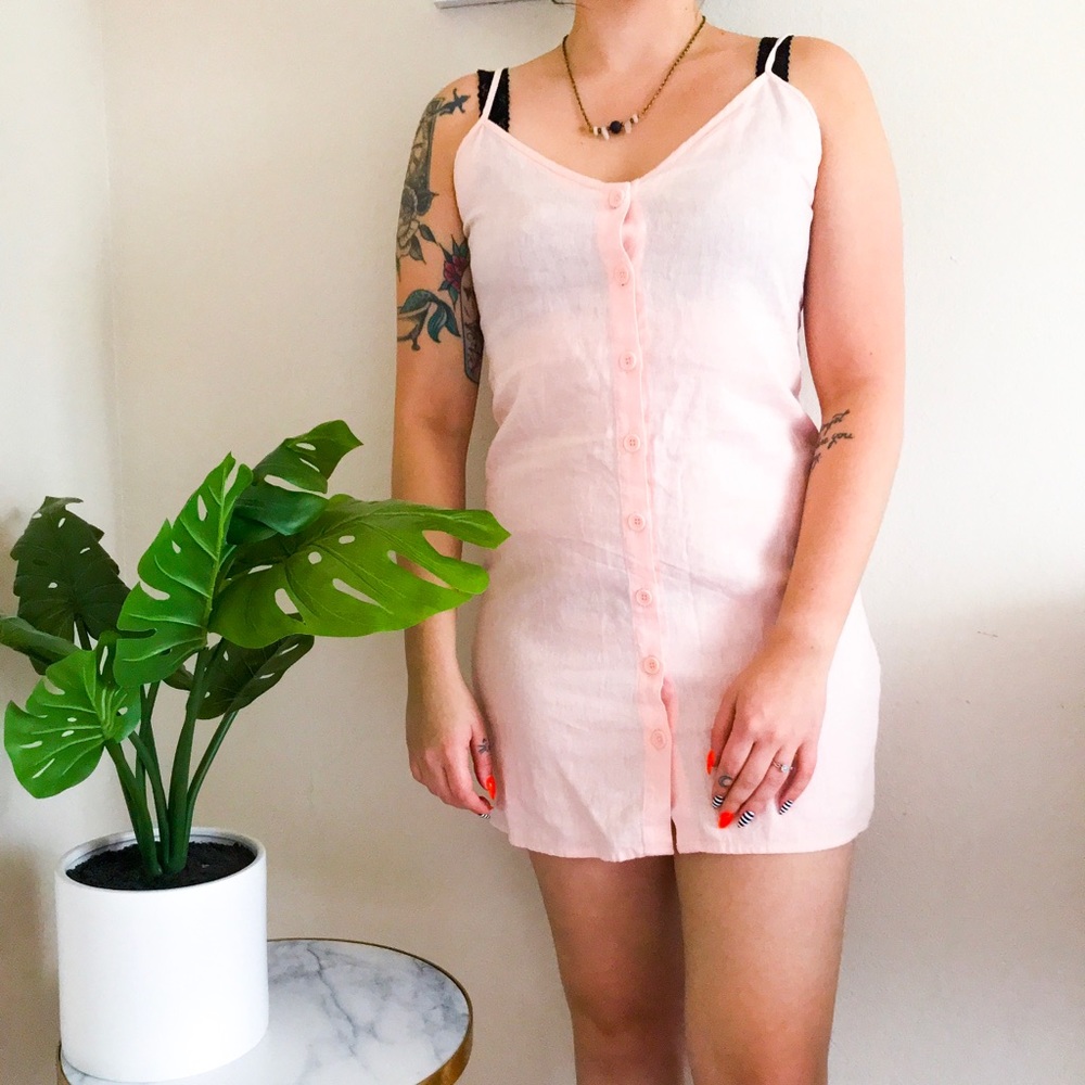 Baby pink cotton mini dress